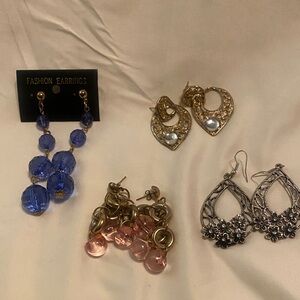 Fashion Nova Blue, Gold, and Silver Earring Collection